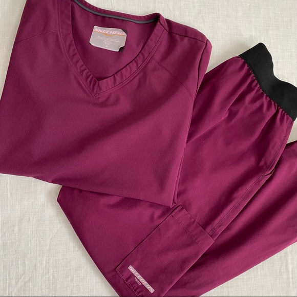 Skechers Other - Sketchers by barco maroon scrub set size S